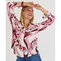 Stehkragen Bluse in Beere mit Leodesign