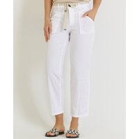 Weiße Capri Hose im Barrel Look