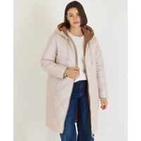 Wendesteppjacke mit Kapuze in Creme/Braun