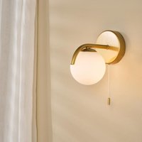 Dar Lighting Orlena Wall Light Satin Gold With Opal Glass