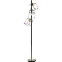 Dar Lighting TOW4922 Tower 3 Light Floor Lamp In Matt Black And Copper Finish