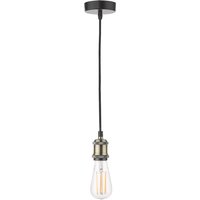 Dar Wisebuys WAC0175 Waco Single E27 Suspension In Antique Brass And Matt Black