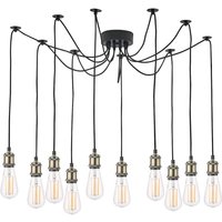 Dar Lighting WAC2375 Waco 10 Light Ceiling Pendant Light In Antique Brass And Matt Black