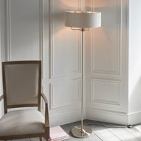 Endon Lighting 94359 Highclere Floor Lamp In Brushed Chrome With Natural Shade