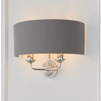 Endon Lighting 94406 Highclere 2 Light Wall Light In Nickel Finish With Charcoal Shade