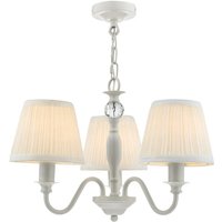 Laura Ashley Ellis 3 Light Ceiling Pendant Light In Satin Grey with Cotton Shades