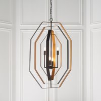 Contemporary 4 Light Ceiling Pendant Light In Aged Bronze And Antique Gold Finish