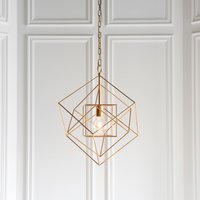 Geometric 1 Light Medium Ceiling Pendant Light In Antique Gold Leaf Finish