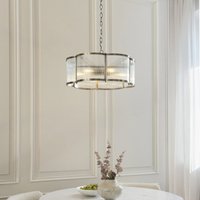 Endon 120091 Ridgeton Scallop 5 Light Ceiling Pendant Light In Antique Brass With Clear Ribbed Glass