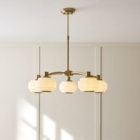 Endon 122785 Evora 5 Light Ceiling Pendant Light In Aged Brass With Opal Ribbed Glass