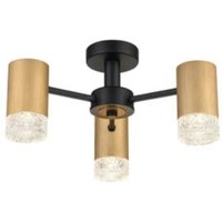 Franklite FL2423-3 Cordelia 3 Light Flush Ceiling Light In Satin Brushed Gold And Matt Black Finish