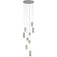 Franklite FL2414-9 Cordelia 9 Light Cluster Ceiling Pendant Light In Satin Brushed Silver Finish