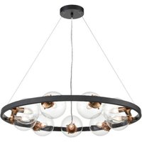 Ring 9 Light Ceiling Pendant Light In Matt Black And Antique Gold Finish F2426-9