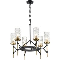 Franklite Monarch 6 Light Ceiling Chandelier In Matt Black And Gold Finish FL2424-6