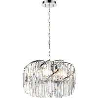 Franklite Pirouette 8 Light Ceiling Pendant Light In Chrome With Crystal Glass FL2412-8