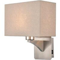 Franklite WB124/1180 Wall Light In Satin Nickel With USB Port And Shade W124/1180