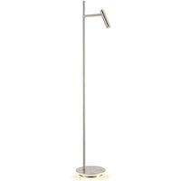 Leo Floor Lamp In Satin Nickel Finish With Reading Light And Illumination Around The Base S246