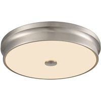 Large LED Flush Ceiling Light In Satin Nickel With Matt White Glass C5800