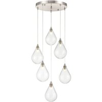 Franklite Perry 6 Light Cluster Ceiling Pendant Light With Clear Glasses FL2453-6-354