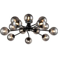Luna 14 Light Semi Flush Ceiling Light In Black Finish With Smoked Glass F2438-14