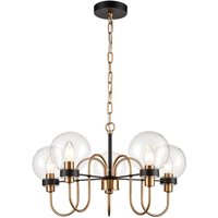 Franklite FL2440-5 Equinox 5 Light Ceiling Pendant Light In Matt Black And Antique Gold Finish