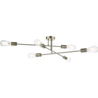 Dar Lighting NEV6475 Neve 6 Light Semi Flush Ceiling Light In Antique Brass
