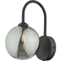 Dar Wisebuys EIS0722 Eissa 1 Light Wall Light In Matt Black Finish With Smoked Glass