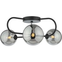 Dar Wisebuys EIS5322 Eissa 3 Light Semi Flush Light In Matt Black With Smoked Glass