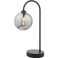 Dar Wisebuys EIS4122 Eissa 1 Light Touch Table Lamp In Matt Black Finish With Smoked Glass