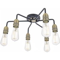 Dar Wisebuys Kiefer 6 Light Flush Ceiling Light In Black And Antique Brass Finish