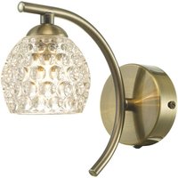 Dar Wisebuys Nakita Wall Light In Antique Brass With Dimpled Glass