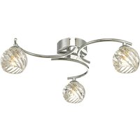 Dar Wisebuys Nakita 3 Light Semi Flush Ceiling Light In Polished Chrome With Twisted Glass