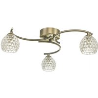 Dar Wisebuys Nakita 3 Light Semi Flush Ceiling Light In Antique Brass With Dimpled Glass