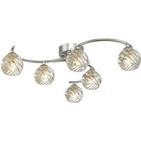 Dar Wisebuys Nakita 6 Light Semi Flush Ceiling Light In Polished Chrome With Twisted Glass