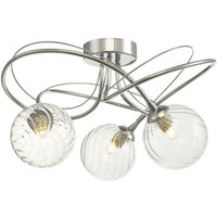 Dar Wisebuys Onawa 3 Light Semi Flush Ceiling Light In Polished Chrome With Twisted Glass