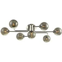 Dar Wisebuys Reyna 7 Light Semi Flush Ceiling Light In Polished Chrome With Smoked Glass
