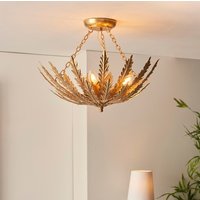 Endon Delphine 95039 3 Light Ceiling Flush Light In Gold Paint