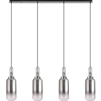 Glenn 4 Light Linear Ceiling Pendant Light In Polished Nickel With Smoked And Clear Glass