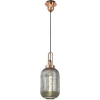 Glenn 1 Light Tubular Ceiling Pendant in Copper With Champagne Glass