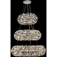 Fusion 3 Tier Pendant 58 Light in a Polished Chrome Finish and Clear Crystal