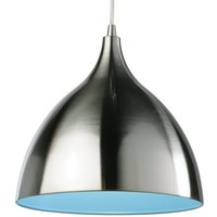 Firstlight Cafe 5744BSBL Brushed Steel and Blue Ceiling Pendant Light