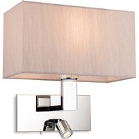 Firstlight 4940CHOY Raffles 2 Light Switched Wall Light In Chrome Finish With Oyster Shade