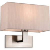 Firstlight 4939BSOY Raffles 1 Light Wall Light In Brushed Steel Finish With Oyster Rectangle Shade