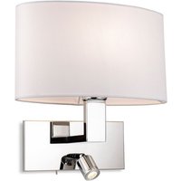 Firstlight 4938CH Webster 2 Light Switched Wall Light With Reading Light In Chrome With Cream Shade