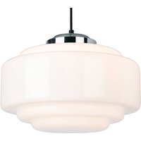 Firstlight 2939CH Art Deco 1 Light Ceiling Pendant Light In Chrome With Opal Glass