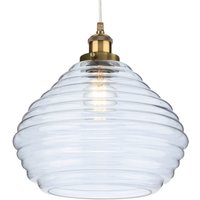 Firstlight 2931AB Orla 1 Light Ceiling Pendant Light In Antique Brass With Clear Glass