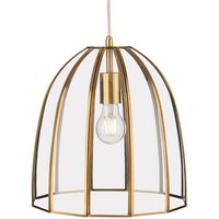 Firstlight 2916AB Lincoln 1 Light Ceiling Pendant Light In Antique Brass With Clear Glass Panels