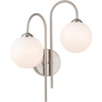 Firstlight 2885BS Lyndon 2 Light Wall Light In Brushed Steel With Opal Glass