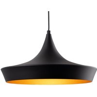 Firstlight 2850BK Leo 1 Light Ceiling Pendant Light In Black Finish With Matt Gold Inside