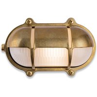 Firstlight 2837BR Nautic Bulkhead Outdoor Solid Brass Wall Light In Brass With Frosted Glass IP64